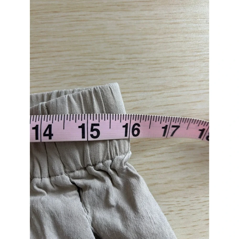 Aritzia BABATON Day Linen Blend Lounge Pants Womens L Tan Pockets jogger elastic